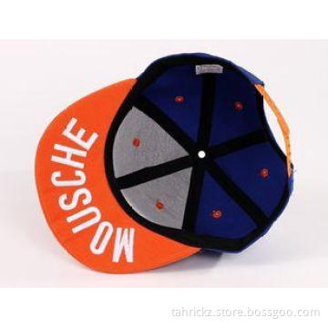Blue Cotton Flat Peak Snapback Caps Embroidered Baseball Ha
